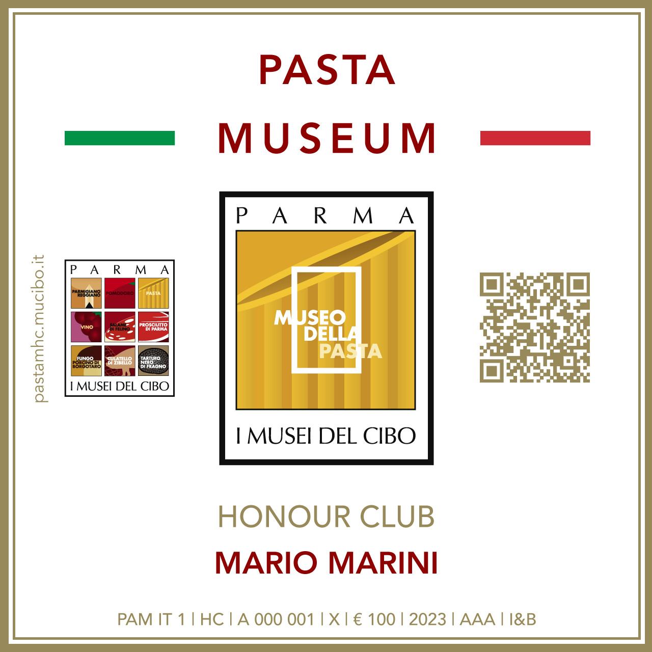 Pasta Museum Honour Club - Token Id A 000 001 - MARIO MARINI