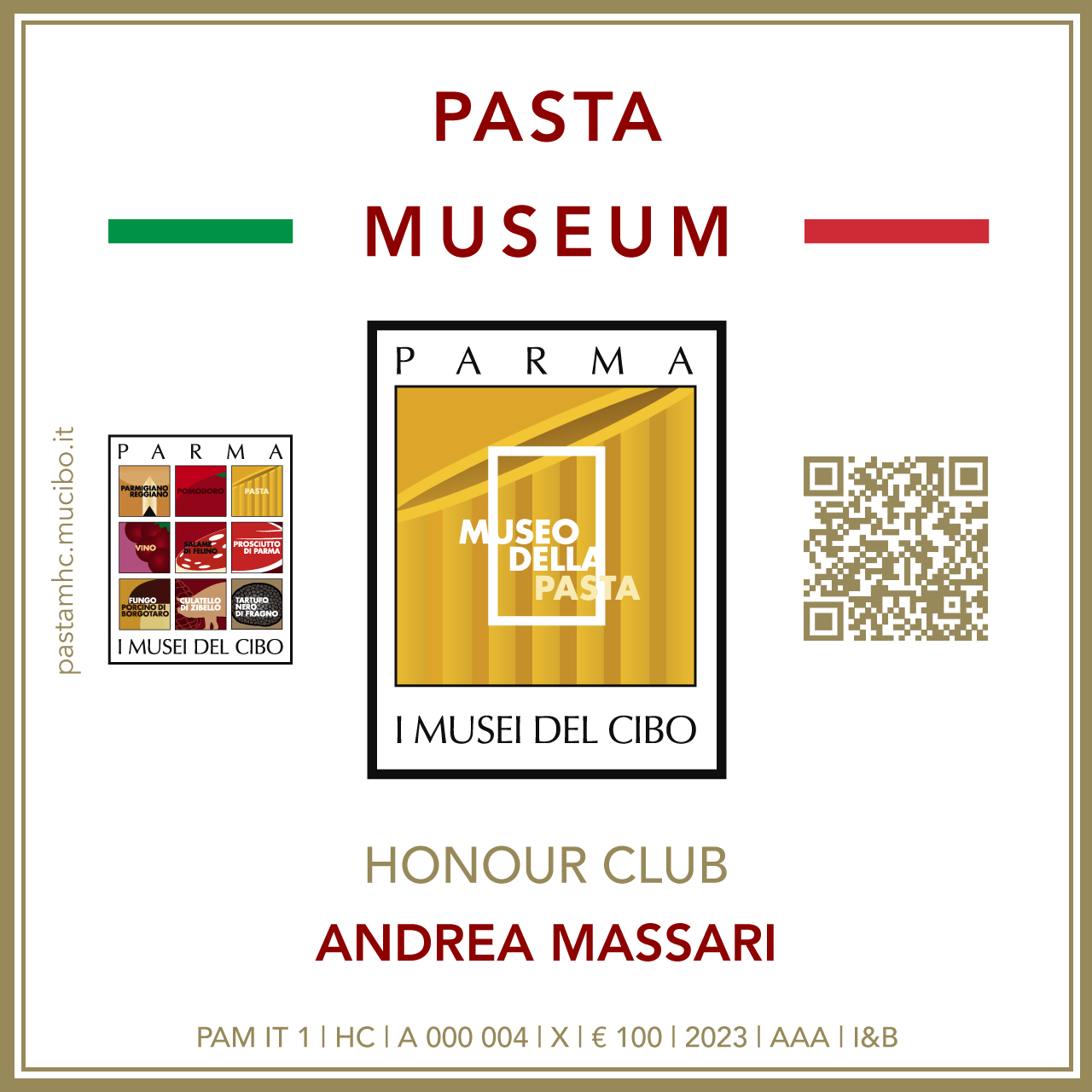 Pasta Museum Honour Club - Token Id A 000 004 - ANDREA MASSARI