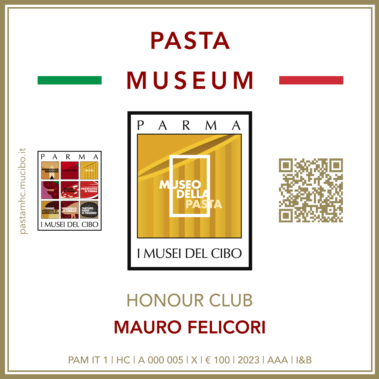 Pasta Museum Honour Club - Token Id A 000 005 - MAURO FELICORI
