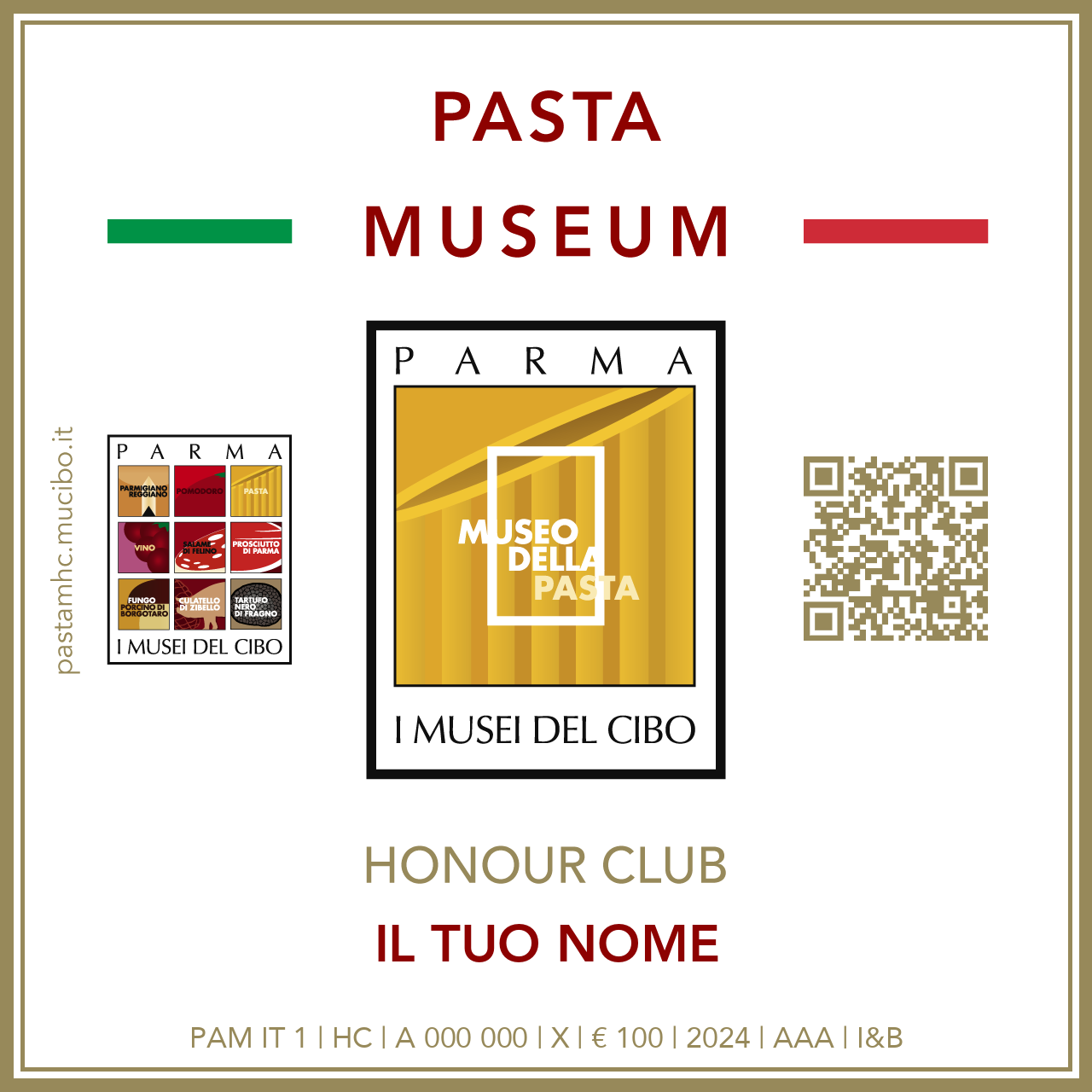Pasta Museum Honour Club - Token - IL TUO NOME